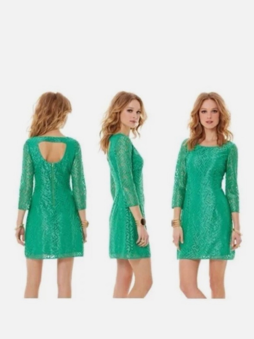 Lilly Pulitzer Green Lace Sheath Open Back Dress